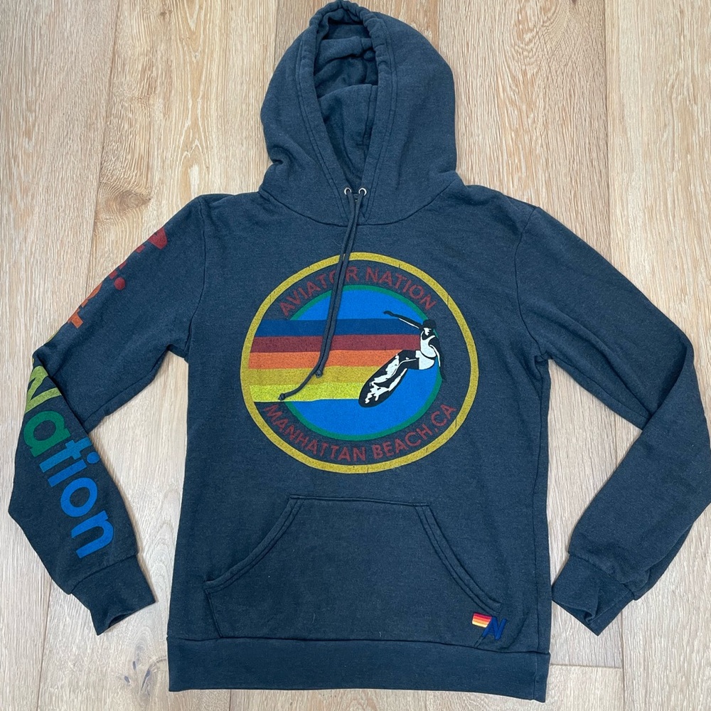 Aviator Nation Hoodie with Rainbow Logo Manhattan Beach size small